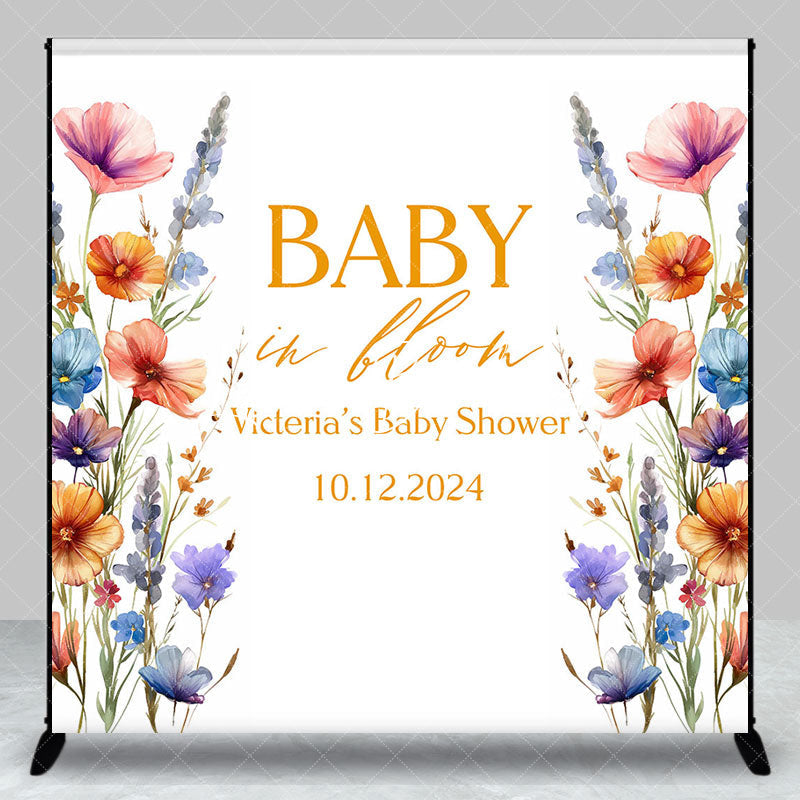 Lofaris Floral Baby In Bloom Custom Gender Reveal Backdrop