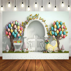 Lofaris Floral Balloon Tree White Door 1st Birthday Backdrop