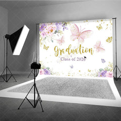 Lofaris Floral Butterfly Graduation Class Of 2026 Backdrop