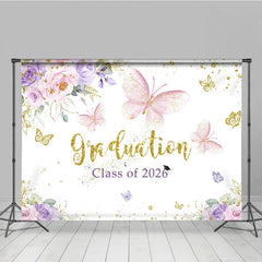 Lofaris Floral Butterfly Graduation Class Of 2026 Backdrop
