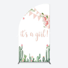 Lofaris Floral Cactus Its A Girl Baby Shower Arch Backdrop