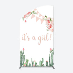 Lofaris Floral Cactus Its A Girl Baby Shower Arch Backdrop