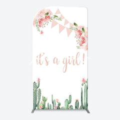 Lofaris Floral Cactus Its A Girl Baby Shower Arch Backdrop