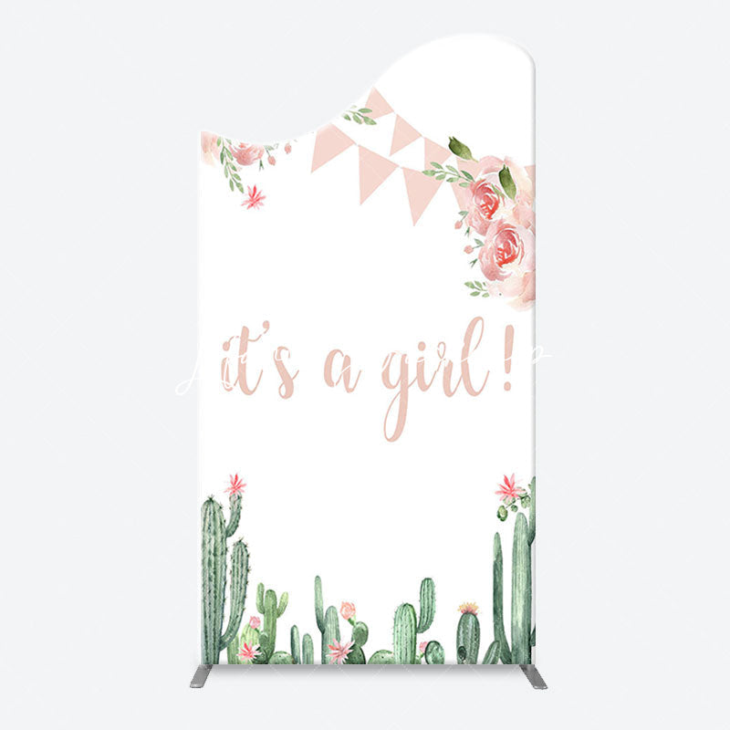 Lofaris Floral Cactus Its A Girl Baby Shower Arch Backdrop