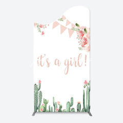 Lofaris Floral Cactus Its A Girl Baby Shower Arch Backdrop