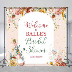 Lofaris Floral Champagne Custom Name Bridal Shower Backdrop