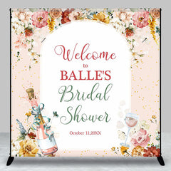 Lofaris Floral Champagne Custom Name Bridal Shower Backdrop