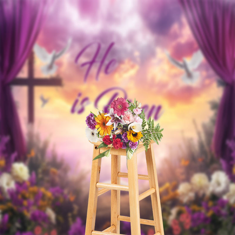 Lofaris Floral Curtain Corss Pigeon Photo Backdrop