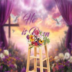 Lofaris Floral Curtain Corss Pigeon Photo Backdrop