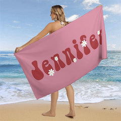 Lofaris Floral Custom Name Summer Beach Towel for Kids