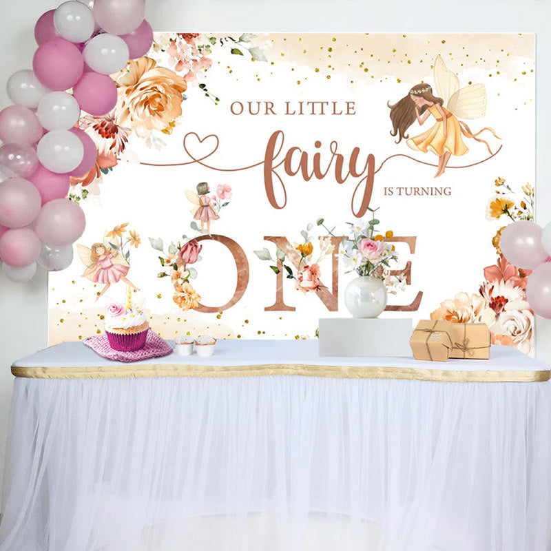 Lofaris Floral Fairy First Birthday Girl Party Backdrop