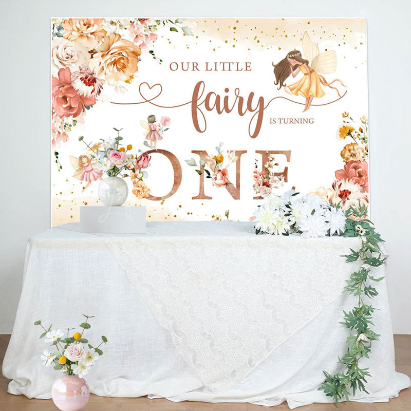 Lofaris Floral Fairy First Birthday Girl Party Backdrop