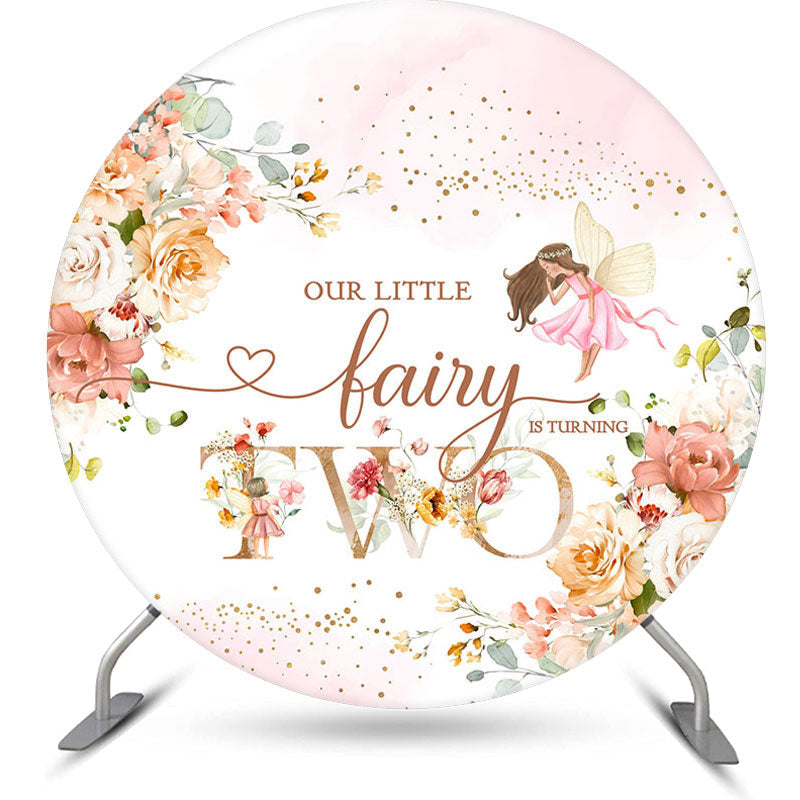 Lofaris Floral Fairy Round 2nd Birthday Backdrop For Girls