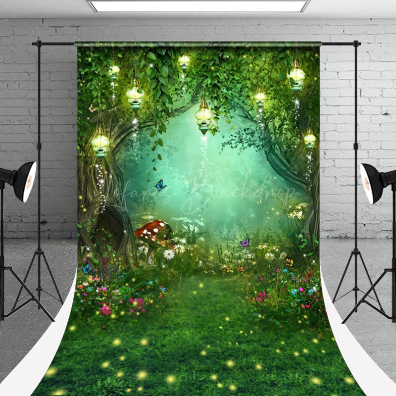 Lofaris Floral Fireflies Fairy Tale Sweep Forest Backdrop