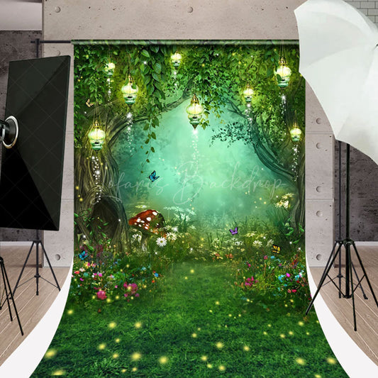 Lofaris Floral Fireflies Fairy Tale Sweep Forest Backdrop