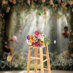 Lofaris Floral Flamingo Light Shadow Forest Photo Backdrop