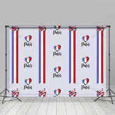 Lofaris Floral French Flag Stripe Heart Bastille Day Backdrop