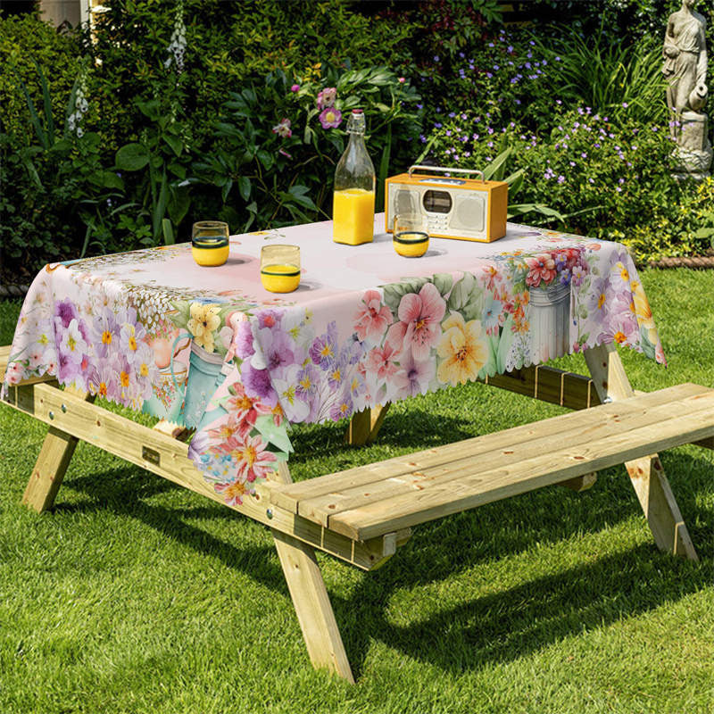 Lofaris Floral Garden Scenery Sweet Rectangle Tablecloth