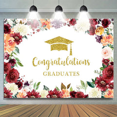 Lofaris Floral Glitter Gold Congratulations Graduate Backdrop
