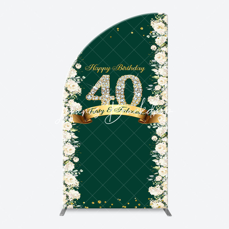 Lofaris Floral Green Fabulous Arch 40th Birthday Backdrop
