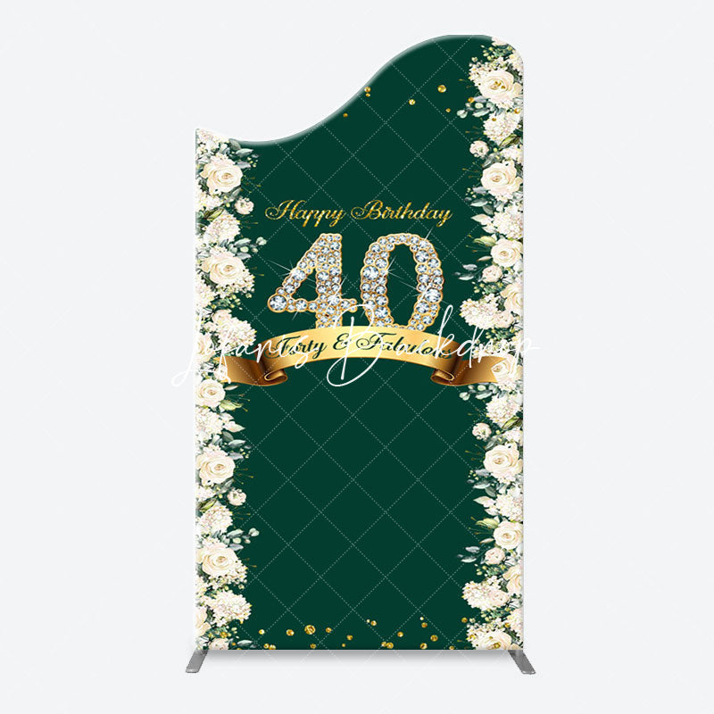 Lofaris Floral Green Fabulous Arch 40th Birthday Backdrop