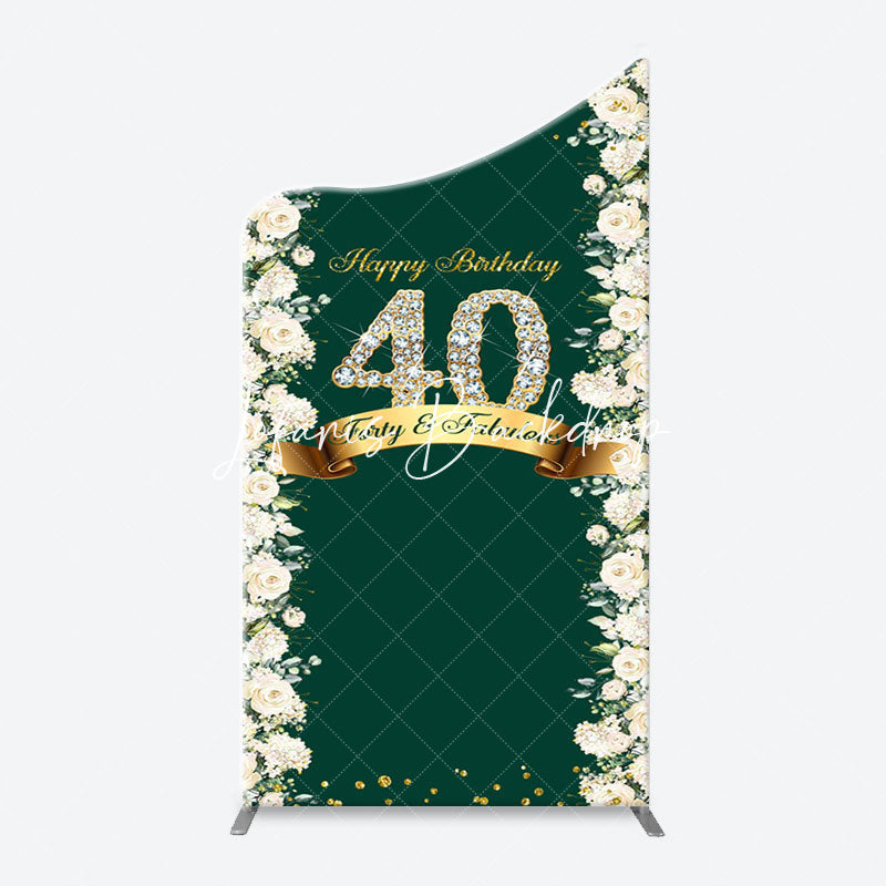 Lofaris Floral Green Fabulous Arch 40th Birthday Backdrop