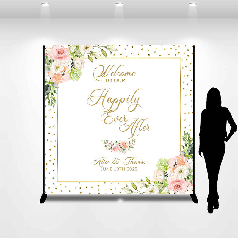 Lofaris Floral Happily Ever After Custom Wedding Backdrop