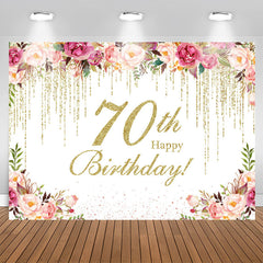 Lofaris Floral Happy 70th Birthday Photo Backdrop For Women