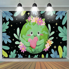 Lofaris Floral Heart Green Earth Day Backdrop for Decor