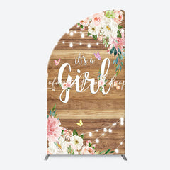 Lofaris Floral Its A Girl Wooden Baby Shower Arch Backdrop