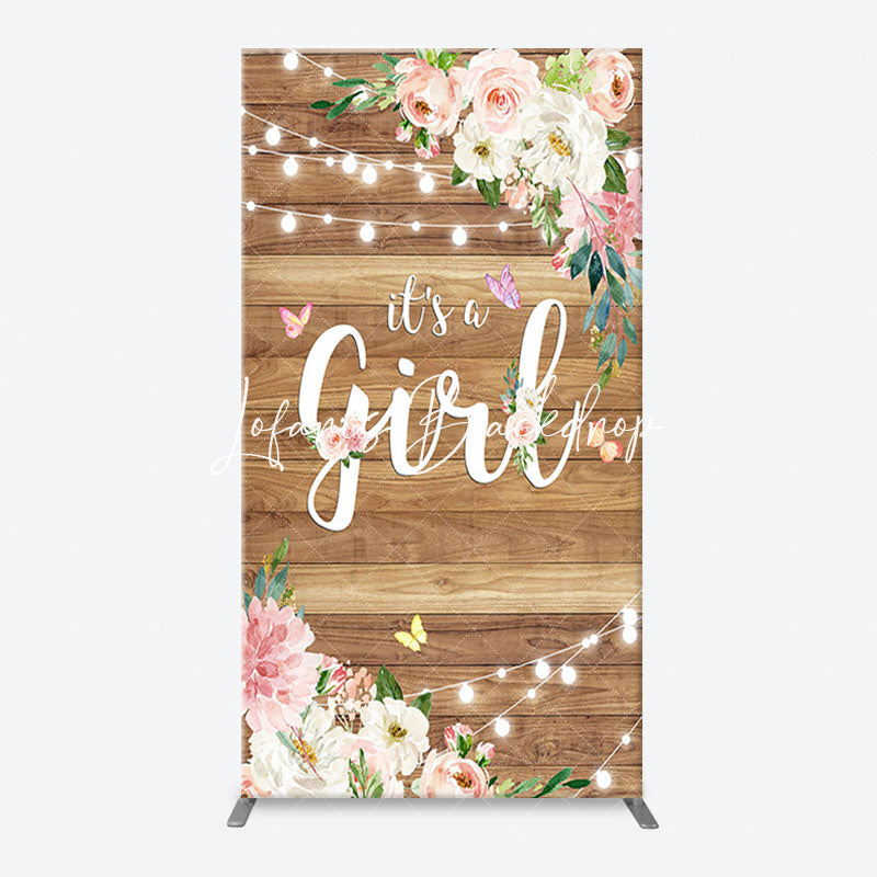 Lofaris Floral Its A Girl Wooden Baby Shower Arch Backdrop