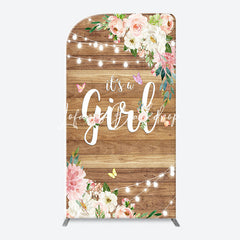 Lofaris Floral Its A Girl Wooden Baby Shower Arch Backdrop