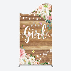 Lofaris Floral Its A Girl Wooden Baby Shower Arch Backdrop