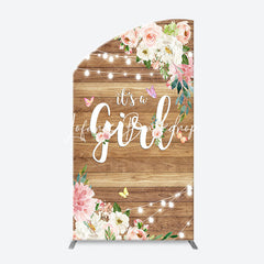 Lofaris Floral Its A Girl Wooden Baby Shower Arch Backdrop
