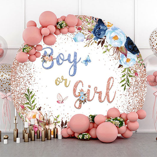 Lofaris Floral Leaf Boy Or Girl Round Baby Shower Backdrop