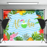 Lofaris Floral Leaves Coconut Tropical Summer Photo Backdrop