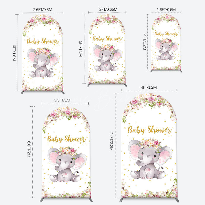 Lofaris Floral Little Elephant Arch Baby Shower Backdrop