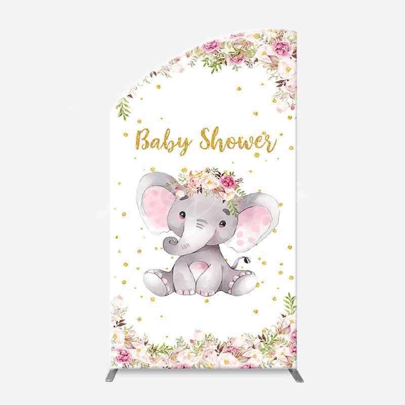 Lofaris Floral Little Elephant Arch Baby Shower Backdrop