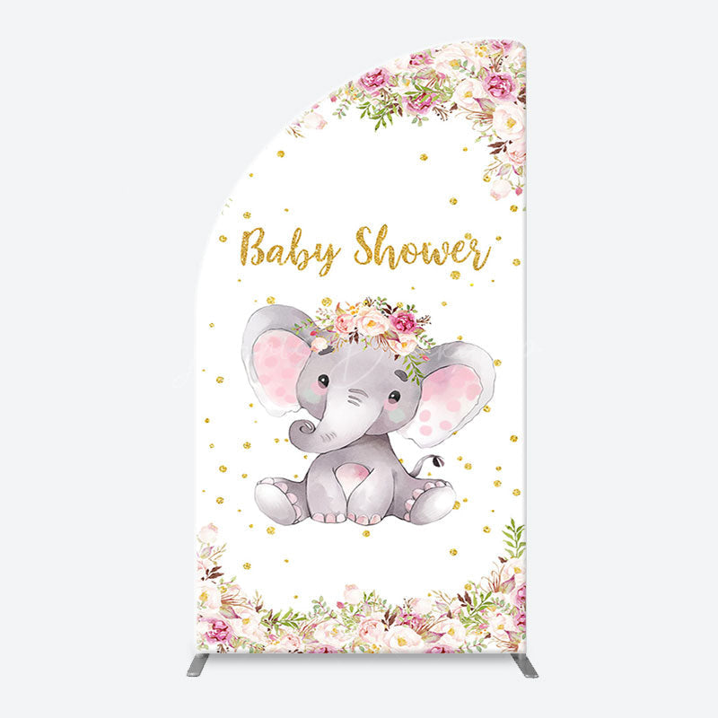 Lofaris Floral Little Elephant Arch Baby Shower Backdrop