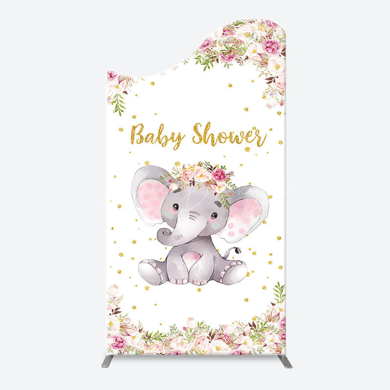 Lofaris Floral Little Elephant Arch Baby Shower Backdrop