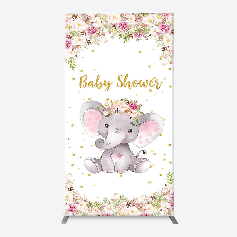 Lofaris Floral Little Elephant Arch Baby Shower Backdrop