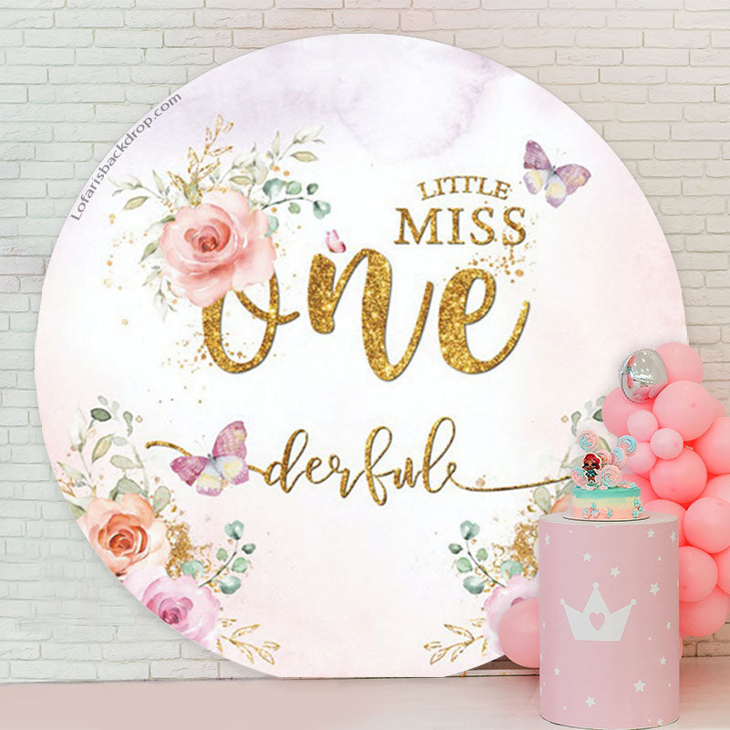 Lofaris Floral Little Miss One Derful Round Birthday Backdrop