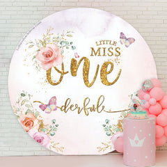 Lofaris Floral Little Miss One Derful Round Birthday Backdrop