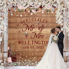 Lofaris Floral Mr Mrs Glitter Backdrop for Wedding Ceremony