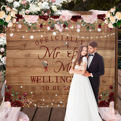 Lofaris Floral Mr Mrs Glitter Backdrop for Wedding Ceremony