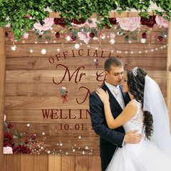 Lofaris Floral Mr Mrs Glitter Backdrop for Wedding Ceremony