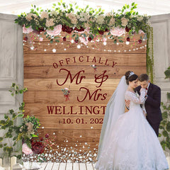Lofaris Floral Mr Mrs Glitter Backdrop for Wedding Ceremony
