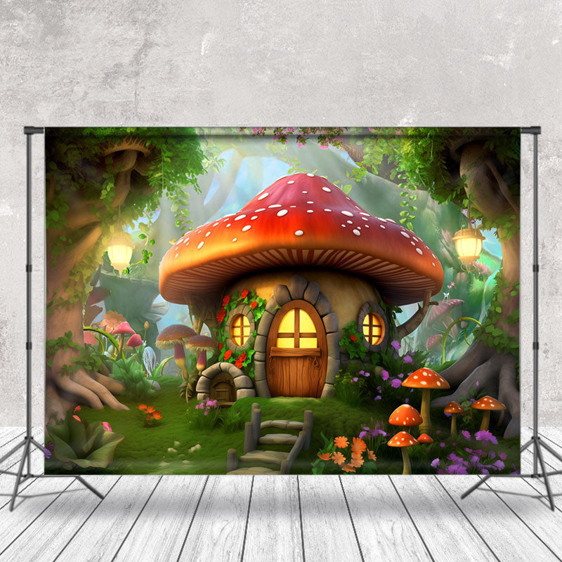 Lofaris Floral Mushroom Enchanted Forest Spring Backdrop