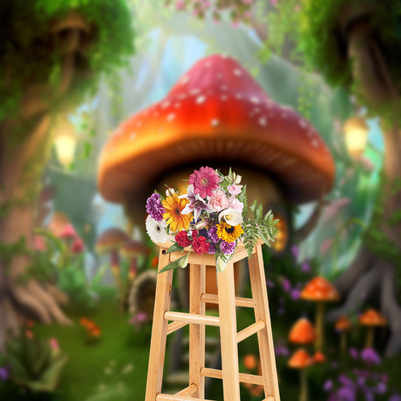 Lofaris Floral Mushroom Enchanted Forest Spring Backdrop