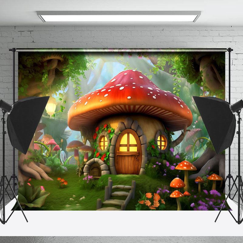 Lofaris Floral Mushroom Enchanted Forest Spring Backdrop